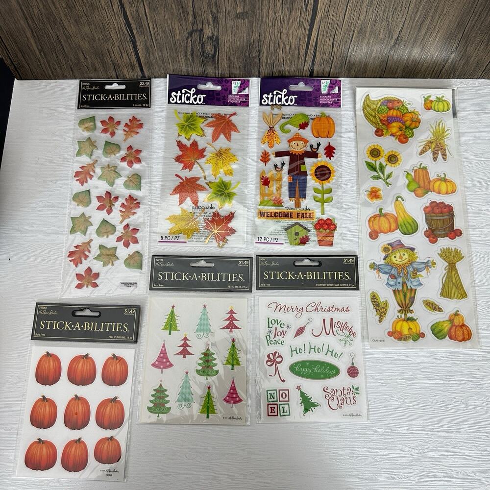 Thanksgiving Fall Holiday Christmas Stickers Lot Papercraft Scrapbooking Planner